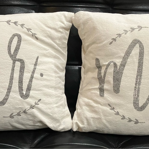 Shabby Chic /French country Mr. and Mrs. Decorative Throw Pillows 12”x12” each. - Picture 1 of 8